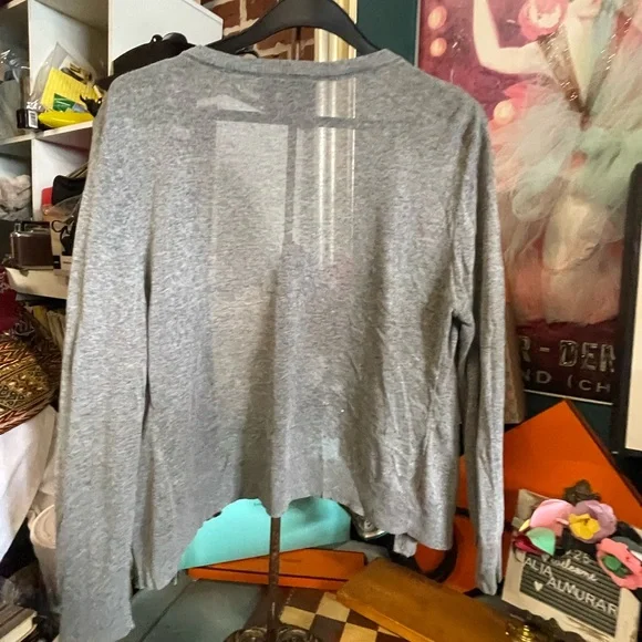 cardigan vintage D&G light grey silk scarf crew neck twinset